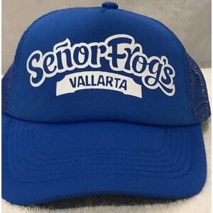 Senor Frogs Deep Blue Mesh Adjustable SnapBack Travel Beach Baseball Cap